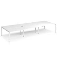 Adapt sliding top triple back to back desks 4200mm x 1600mm - white frame and white top