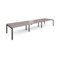 Adapt sliding top triple back to back desks 4800mm x 1200mm - black frame and grey oak top