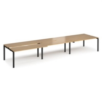 Adapt sliding top triple back to back desks 4800mm x 1200mm - black frame and oak top