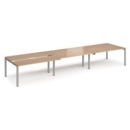 Adapt sliding top triple back to back desks 4800mm x 1200mm - silver frame and beech top