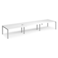 Adapt sliding top triple back to back desks 4800mm x 1200mm - silver frame and white top