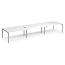 Adapt sliding top triple back to back desks 4800mm x 1200mm - silver frame and white top