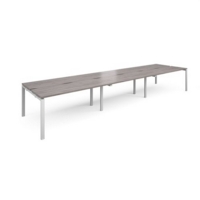 Adapt sliding top triple back to back desks 4800mm x 1200mm - white frame and grey oak top