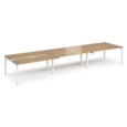 Adapt sliding top triple back to back desks 4800mm x 1200mm - white frame and oak top