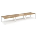 Adapt sliding top triple back to back desks 4800mm x 1200mm - white frame and oak top