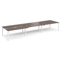 Adapt sliding top triple back to back desks 4800mm x 1200mm - white frame and walnut top