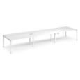 Adapt sliding top triple back to back desks 4800mm x 1200mm - white frame and white top