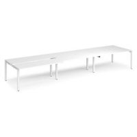 Adapt sliding top triple back to back desks 4800mm x 1200mm - white frame and white top