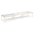 Adapt sliding top triple back to back desks 4800mm x 1200mm - white frame and white top with oak edging