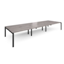 Adapt sliding top triple back to back desks 4800mm x 1600mm - black frame and grey oak top