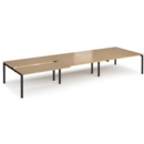 Adapt sliding top triple back to back desks 4800mm x 1600mm - black frame and oak top