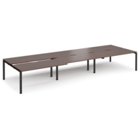 Adapt sliding top triple back to back desks 4800mm x 1600mm - black frame and walnut top