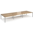 Adapt sliding top triple back to back desks 4800mm x 1600mm - silver frame and oak top
