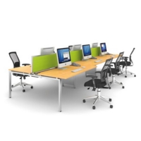 Adapt sliding top triple back to back desks 4800mm x 1600mm - silver frame and oak top