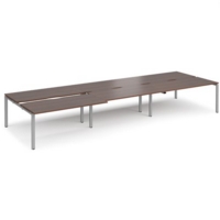 Adapt sliding top triple back to back desks 4800mm x 1600mm - silver frame and walnut top