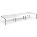 Adapt sliding top triple back to back desks 4800mm x 1600mm - silver frame and white top