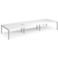 Adapt sliding top triple back to back desks 4800mm x 1600mm - silver frame and white top