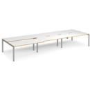 Adapt sliding top triple back to back desks 4800mm x 1600mm - silver frame and white top with oak edging