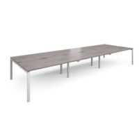 Adapt sliding top triple back to back desks 4800mm x 1600mm - white frame and grey oak top