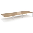 Adapt sliding top triple back to back desks 4800mm x 1600mm - white frame and oak top