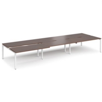 Adapt sliding top triple back to back desks 4800mm x 1600mm - white frame and walnut top