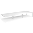 Adapt sliding top triple back to back desks 4800mm x 1600mm - white frame and white top