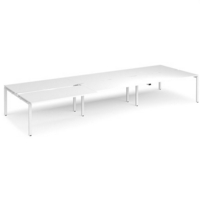 Adapt sliding top triple back to back desks 4800mm x 1600mm - white frame and white top