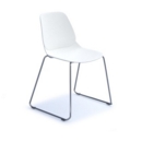 Strut multi-purpose chair with chrome sled frame - white