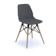 Strut multi-purpose chair with natural oak 4 leg frame and black steel detail - grey