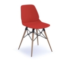 Strut multi-purpose chair with natural oak 4 leg frame and black steel detail - red
