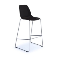 Strut multi-purpose stool with chrome sled frame - black