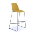 Strut multi-purpose stool with chrome sled frame - mustard