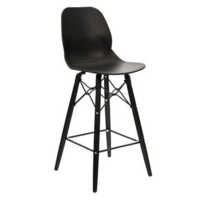 Strut multi-purpose stool with black oak 4 leg frame and black steel detail - black