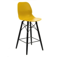 Strut multi-purpose stool with black oak 4 leg frame and black steel detail - mustard