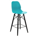 Strut multi-purpose stool with black oak 4 leg frame and black steel detail - turquoise