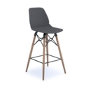 Strut multi-purpose stool with natural oak 4 leg frame and black steel detail - grey