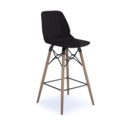 Strut multi-purpose stool with natural oak 4 leg frame and black steel detail - black