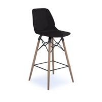 Strut multi-purpose stool with natural oak 4 leg frame and black steel detail - black