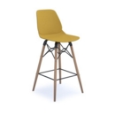 Strut multi-purpose stool with natural oak 4 leg frame and black steel detail - mustard