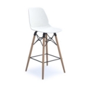 Strut multi-purpose stool with natural oak 4 leg frame and black steel detail - white