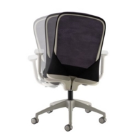 Sway black mesh back adjustable operator chair with black fabric seat and grey frame and base