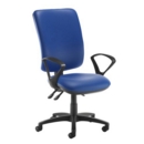 Senza extra high back operator chair with fixed arms - Ocean Blue vinyl