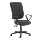 Senza extra high back operator chair with fixed arms - Blizzard Grey