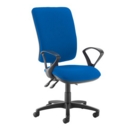 Senza extra high back operator chair with fixed arms - Scuba Blue