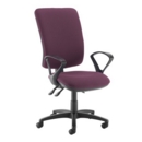 Senza extra high back operator chair with fixed arms - Bridgetown Purple
