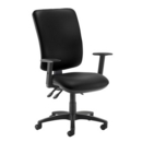 Senza extra high back operator chair with adjustable arms - Nero Black vinyl