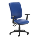 Senza extra high back operator chair with adjustable arms - Ocean Blue vinyl