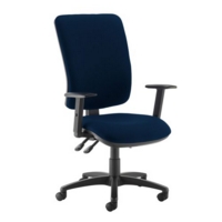 Senza extra high back operator chair with adjustable arms - Costa Blue