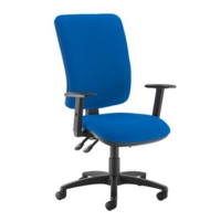 Senza extra high back operator chair with adjustable arms - Scuba Blue