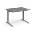 TR10 straight desk 1000mm x 800mm - silver frame and grey oak top